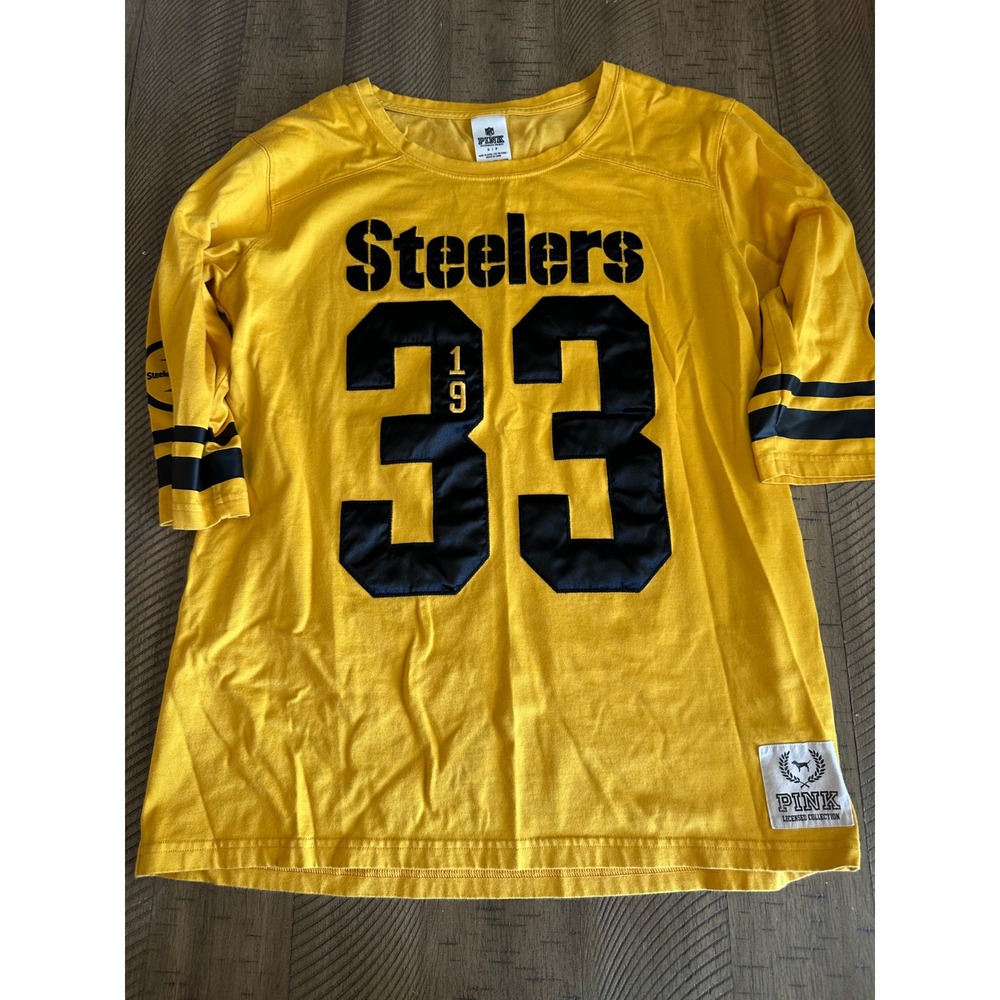 VS PINK Pittsburgh Steelers NFL Jersey Long Sleeve Spirit Shirt - Size‎ S